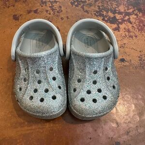Sparkly Silver Kids Crocs